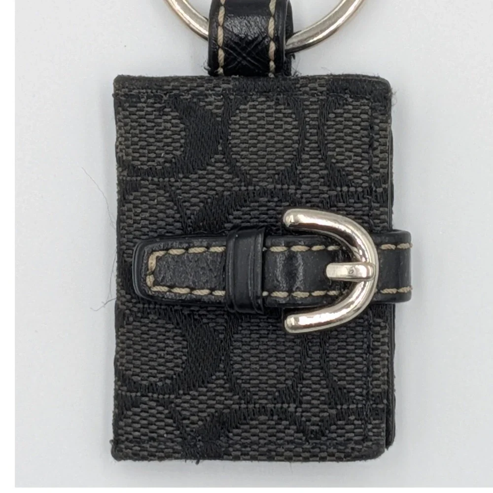 Coach Picture Frame Charm Keychain Black Grey Signature Canvas Vintage Mini Y2K